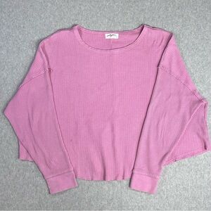 Pink Long Sleeve Waffle Knit Top